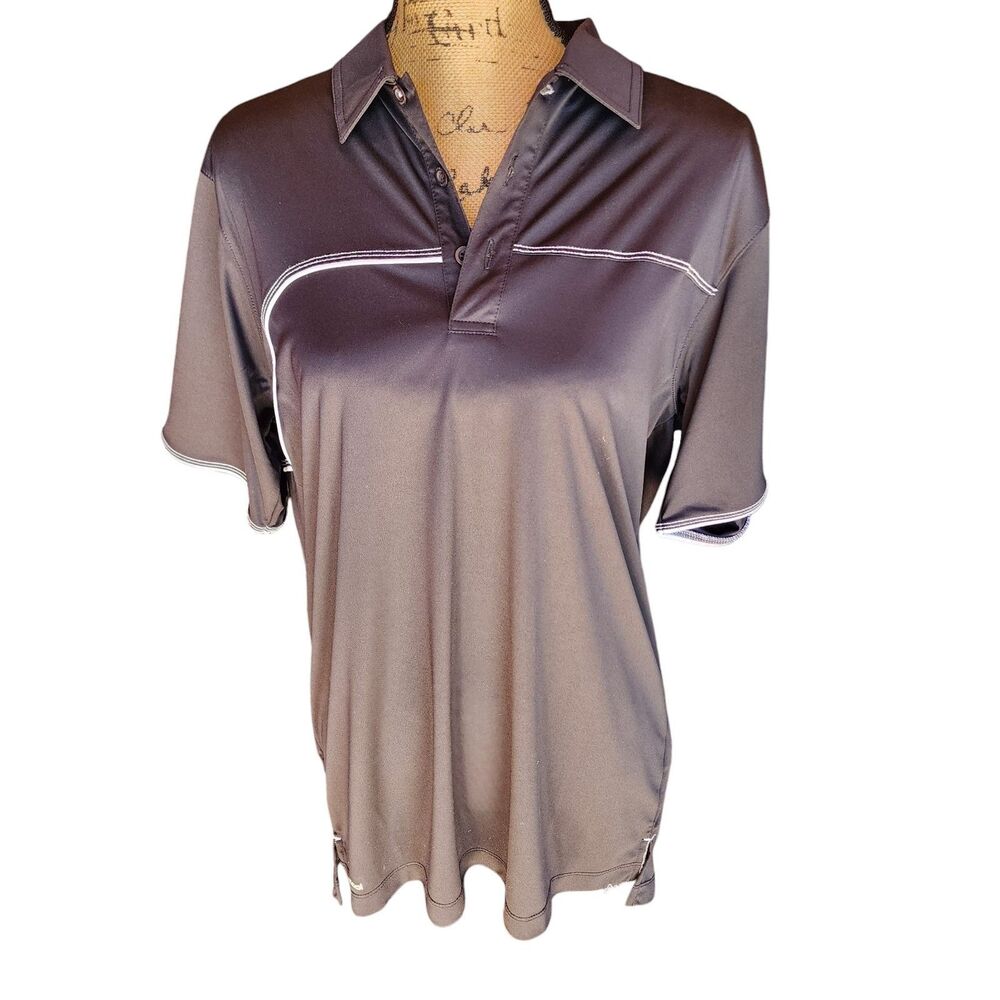 PING Performance Golf Polo Shirt Mens Medium Black Athletic Moisture Wicking